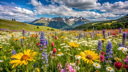 Spring Wildflowers and Meadow Grasses in Bloom