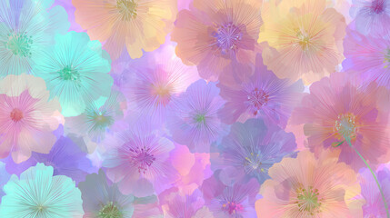 Transparent cute pastel flower background wallpaper