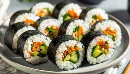 Homemade Korean Kimbap Rolls 