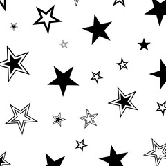 Abstract Black and White Star Pattern Seamless Design