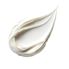 Creamy white cosmetic texture swirl isolated on black background
