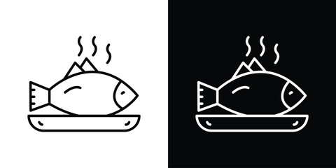 Cooked fish icon. Graphic Design vector icon. Ui Ux Icons