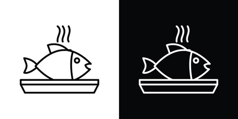 Cooked fish icon. Graphic Design vector icon. Ui Ux Icons