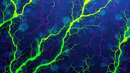 Electric Neural Pathways in a Futuristic Cyberpunk Landscape