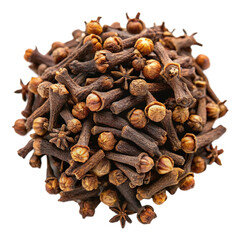 Fototapeta premium Aromatic cloves and star anise spice blend isolated on transparent background