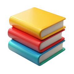 3d stack of colorful books realistic render isolated on transparent background