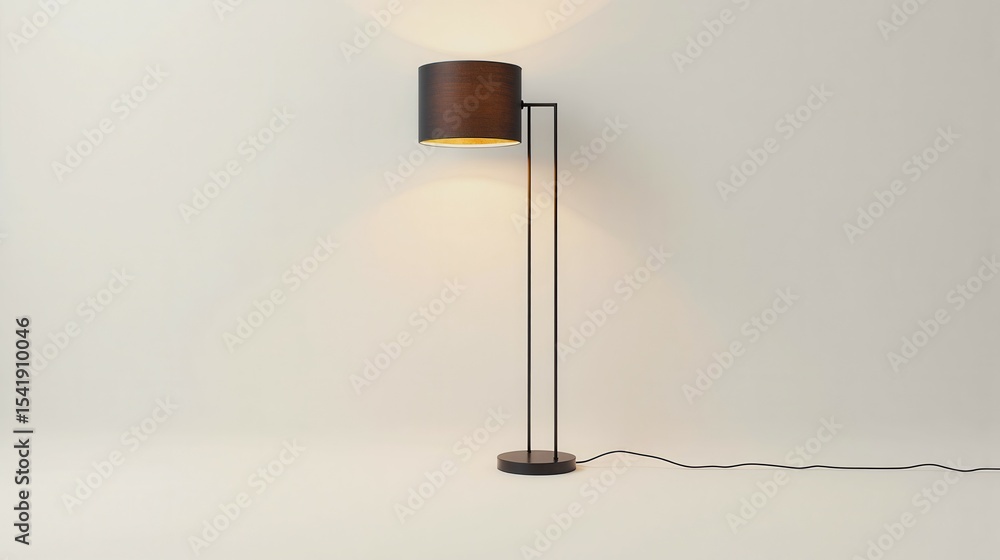 Poster a lamp is turned on and is casting a shadow on the wall. the lamp is on a white background