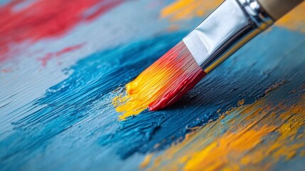 Fototapeta premium Colorful Brush Strokes on Canvas with Vibrant Paints and Texture