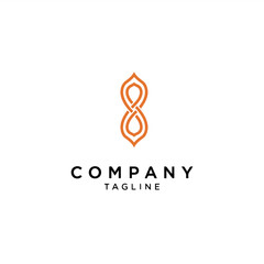 Elegant Minimalist Orange Abstract Teardrop Knot Logo with Symmetrical Intertwined Line Design on White Backgroun