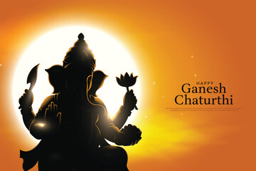 Silhouette vector illustration of lord ganpati for happy Ganesh Chaturthi festival of India. Creative background design.