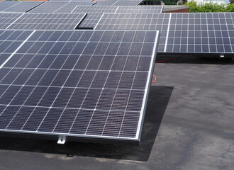 Solar panels on a garage roof, private energy supply
