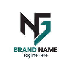 Abstract logo with black n and green j forming a modern design on a white background for branding
