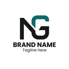 A logo design featuring the letters n and g in black and green with brand name and tagline text