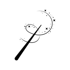 Black magic wand icon, magic focus and dreams symbol on white