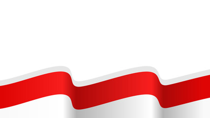white background with wavy Indonesian flag at the bottom, suitable for independence banner