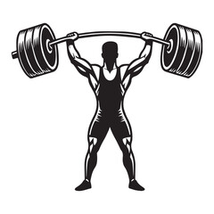 Obraz premium bodybuilder Lifting Weights clipart, funny Gym silhouette, exercise work out illustration, bodybuilder design sublimation 