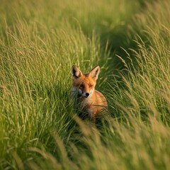 Fuchs versteckt im hohen Gras