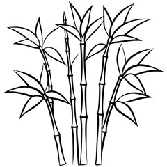 Black and White Bamboo Line Drawing Vector