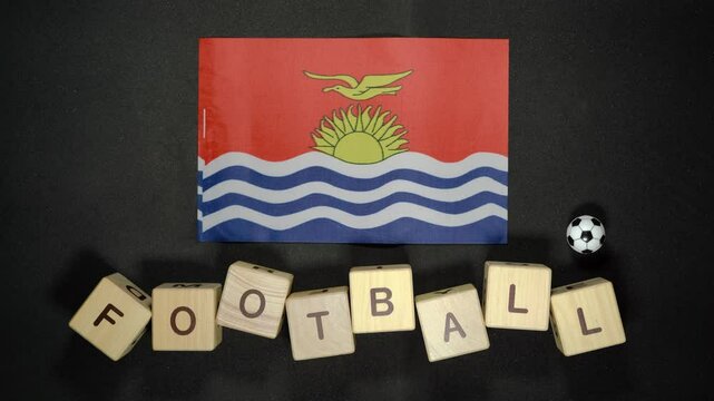 Kiribati flag with football title. football concept