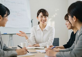 Female Businessperson in Meeting and Presentation Scene