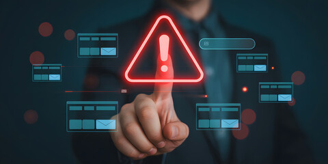 Red Warning Triangle Digital Interface Alert Message