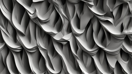 Abstract 3D Render of Flowing Sculptural Forms in Grayscale