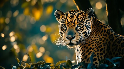 Close up of a Jaguar : Animal. Ai generative.