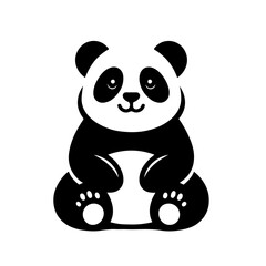 Fototapeta premium Panda Icon – Standing Black and White Cartoon Bear with Raised Arms on White Background