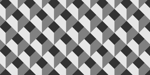 Abstract square white and gray grid tiles cubic square shape backdrop texture. cube geometric wall and floor vector diamond hexagon triangle wallpaper background.	