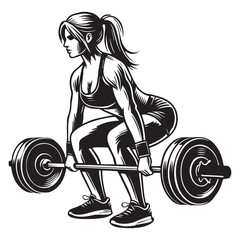girl Lifting Weights clipart, funny Gym silhouette, exercise work out illustration, bodybuilder design sublimation
