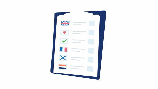 Language Learning Checklist Tracking Progress in English French Dutch and More With Icons for Love Success and Failures