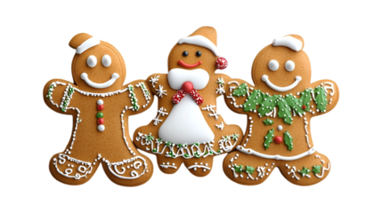 Festive Gingerbread Trio Holding Hands Christmas Treats Delicious Holiday Baking