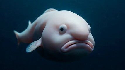 Underwater blobfish colony featuring rare deep-sea creatures swimming in a dark ocean