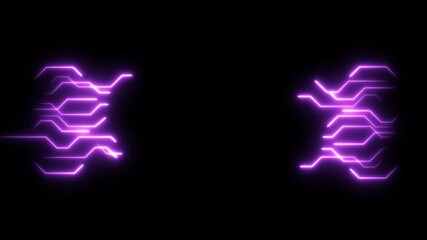 Bright pink neon circuit board lines. Abstract technology neon circuit board. Digital circuit board components. Modern technical design. To refer to electricity supply. 4k video /////