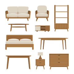 Mid century modern furniture set illustration
