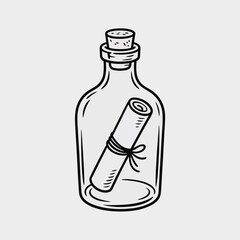 Message in a bottle illustration drawing
