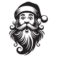 Fototapeta premium Smiling Santa face with mustache illustration for holiday prints