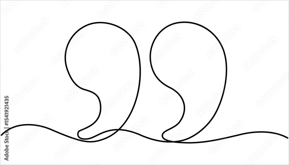 Poster single continuous line drawing of a quote mark. line art quotation marks symbol. quotes continuous o