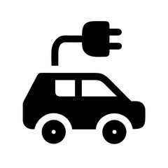Electric Car Icon with Charging Plug Symbol for Sustainable Transport, Eco-Friendly Websites, Electric Vehicle Culture, and Environmental Awareness Campaigns  