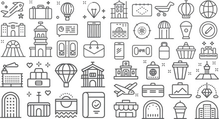 Comprehensive Travel and Tourism Icon Set for Travelers