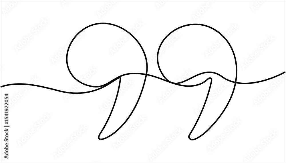 Poster single continuous line drawing of a quote mark. line art quotation marks symbol. quotes continuous o