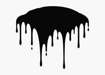 Dripping blood silhouette, liquid drop vector, horror drip pattern, spooky border design, black ink graphic
