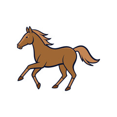 Brown cartoon horse vector design, ideal for farm illustrations, countryside themes, kids learning visuals, and horse-themed art and print materials.