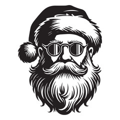 Obraz premium Santa face Christmas clipart with mustaches for festive sublimation designs
