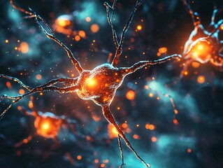 Microscopic visualization of serotonin molecules in neural pathways science lab scientific illustration abstract environment close-up view