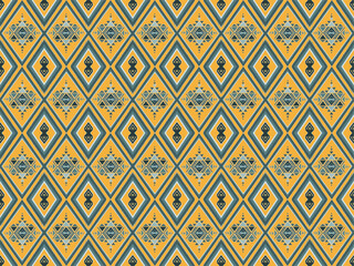 A bold and colorful Aztec diamond pattern with intricate details and vibrant tones, perfect for textiles, wallpaper background.