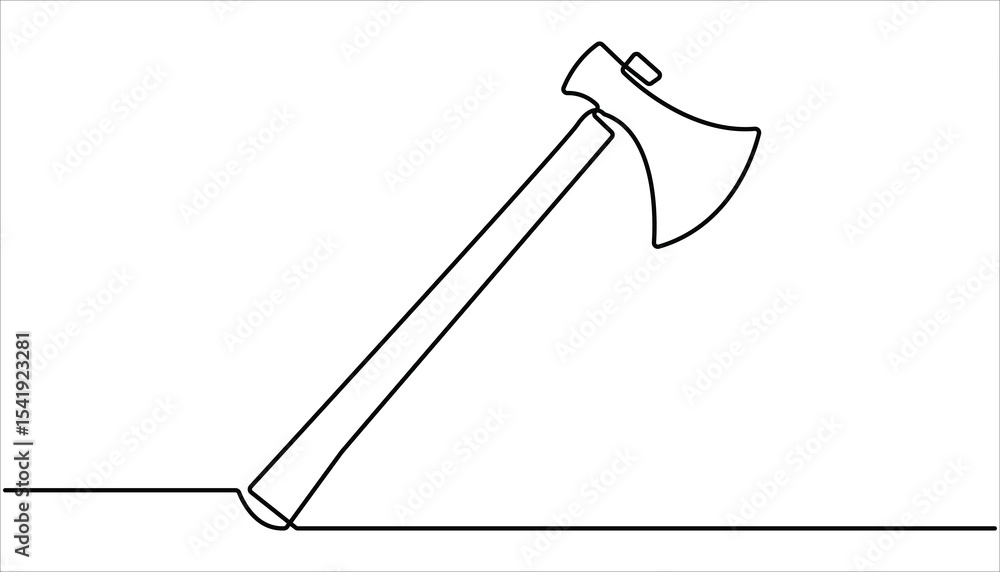 Aufkleber continuous one line drawing of axe design. line art of an axe symbol. vector illustration. one line 