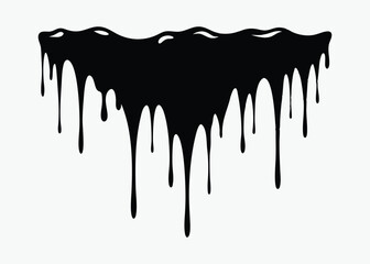 Dripping blood silhouette, liquid drop vector, horror drip pattern, spooky border design, black ink graphic
