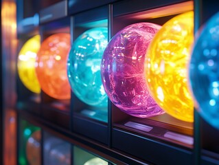 Futuristic vending machine display urban setting product showcase night environment close-up perspective innovative design