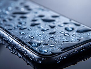 Water-damaged smartphone close-up studio environment photo macro view technology concept